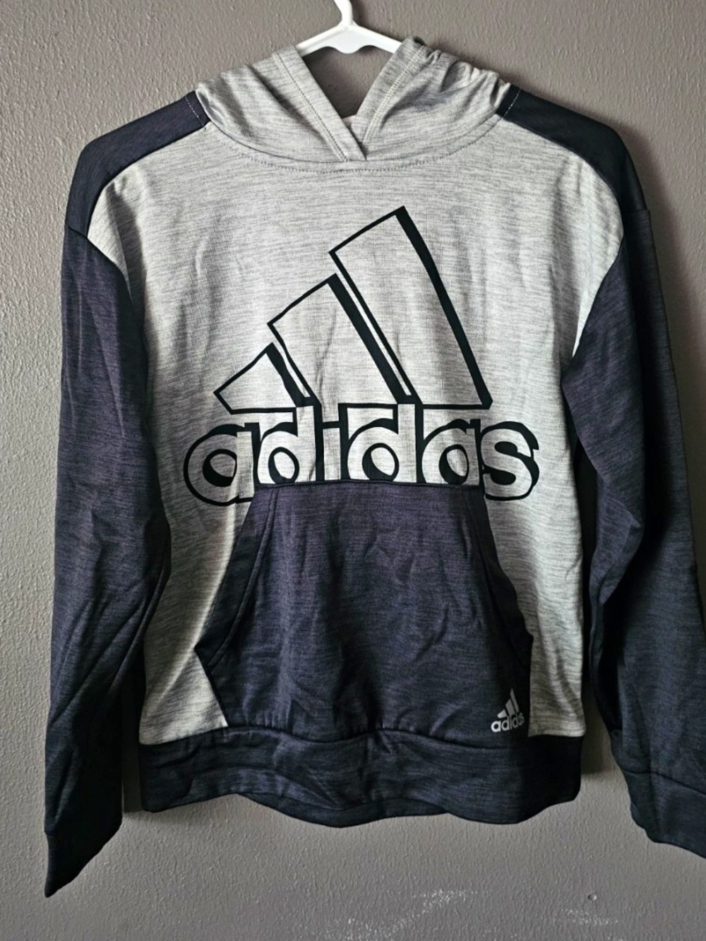 Adidas Men's Two-Tone Gray & Charcoal Hooded Sweatshirt
